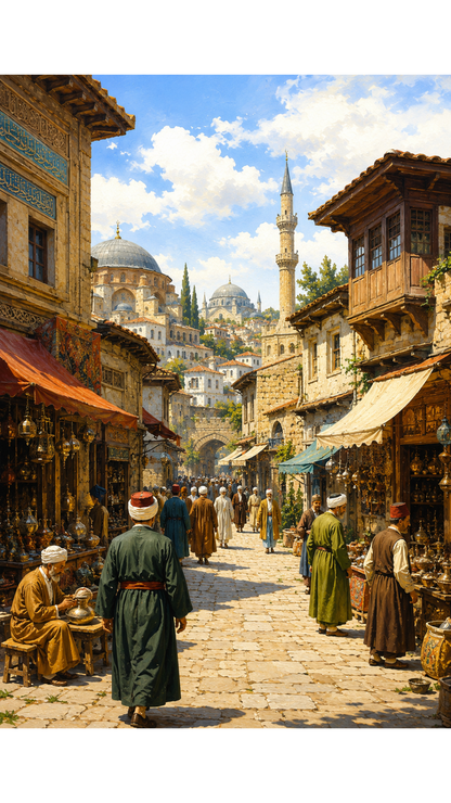 Limited Edition PRINT of my Original Acrylic Painting Ancient Turkey - Muslim Painting on Cartridge Paper - No Frame (Size: A4 & A3)
