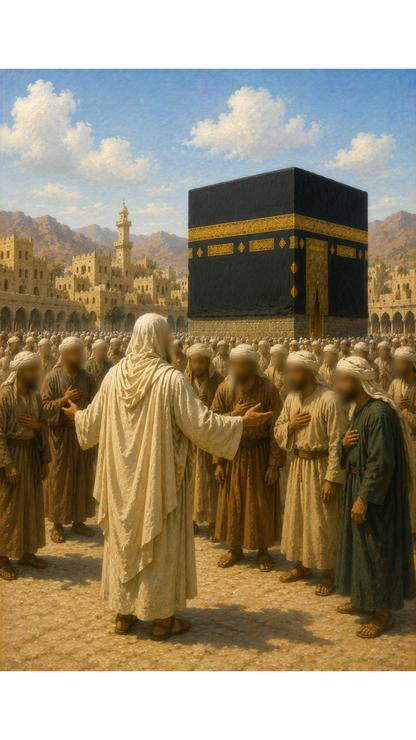 Limited Edition PRINT of my Original Oil Painting of Prophet Muhammad Forgiving former enemies - Muslim Painting on Cartridge Paper - No Frame (Size: A4 & A3)