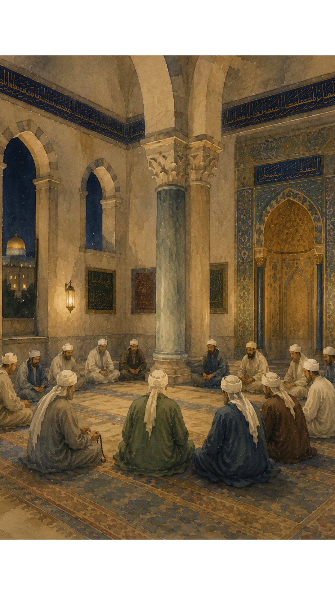 Limited Edition PRINT of my Original Inside of Masjid Aqsa Zikr Holy Watercolour Muslim Painting on Cartridge Paper - No Frame (Size: A4 & A3)