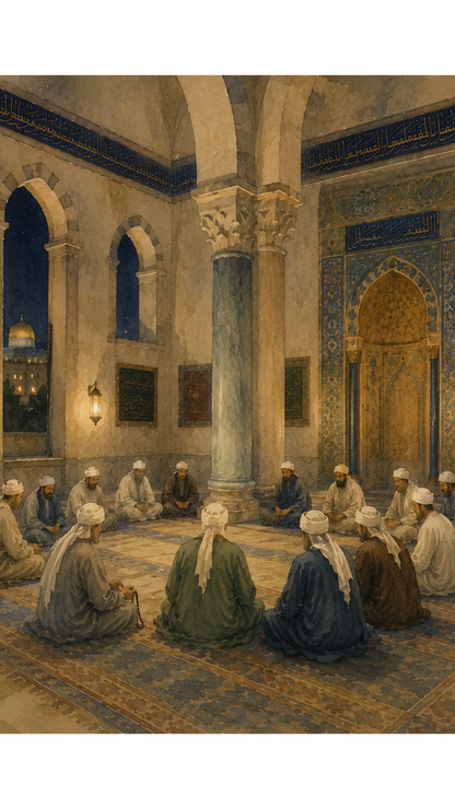 Limited Edition PRINT of my Original Inside of Masjid Aqsa Zikr Holy Watercolour Muslim Painting on Cartridge Paper - No Frame (Size: A4 & A3)