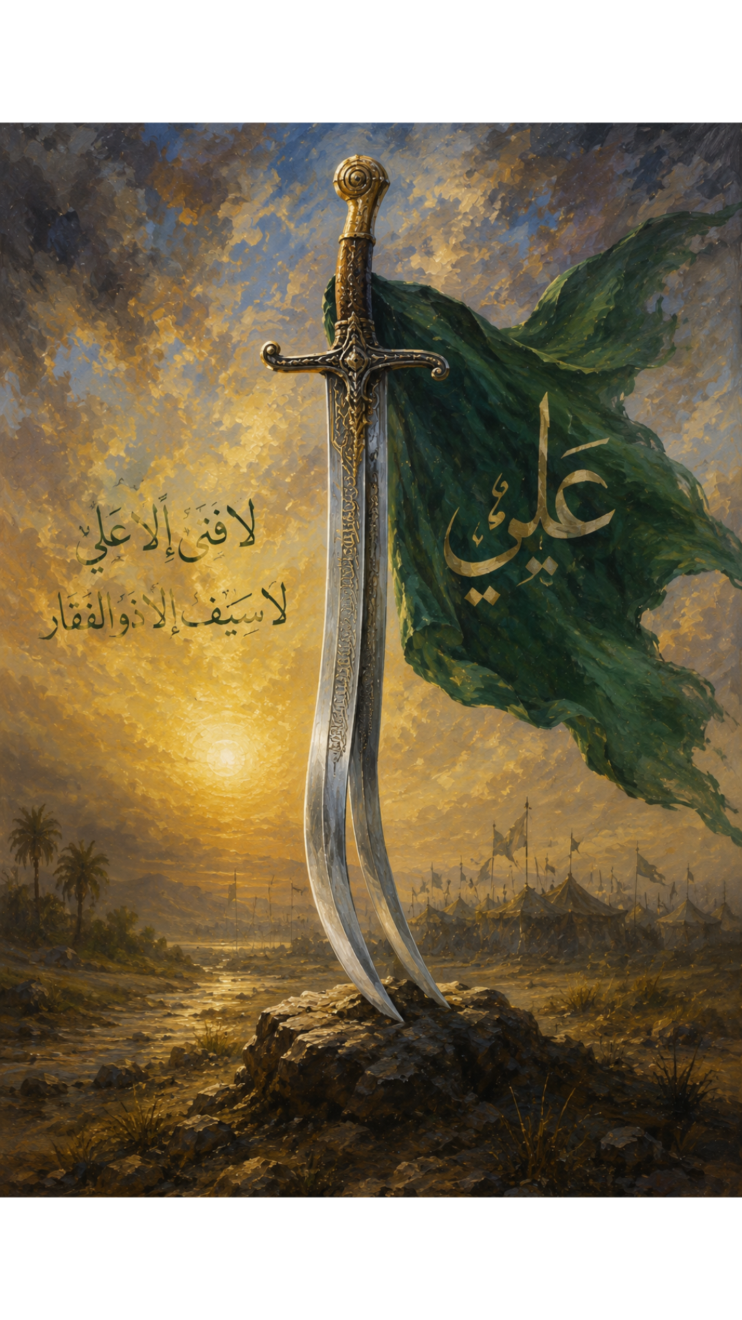 Limited Edition PRINT of my Original acrylic Painting on Imam Ali's Zulfiqar - Muslim Acrylic Painting on Cartridge Paper - No Frame (Size: A4 & A3)