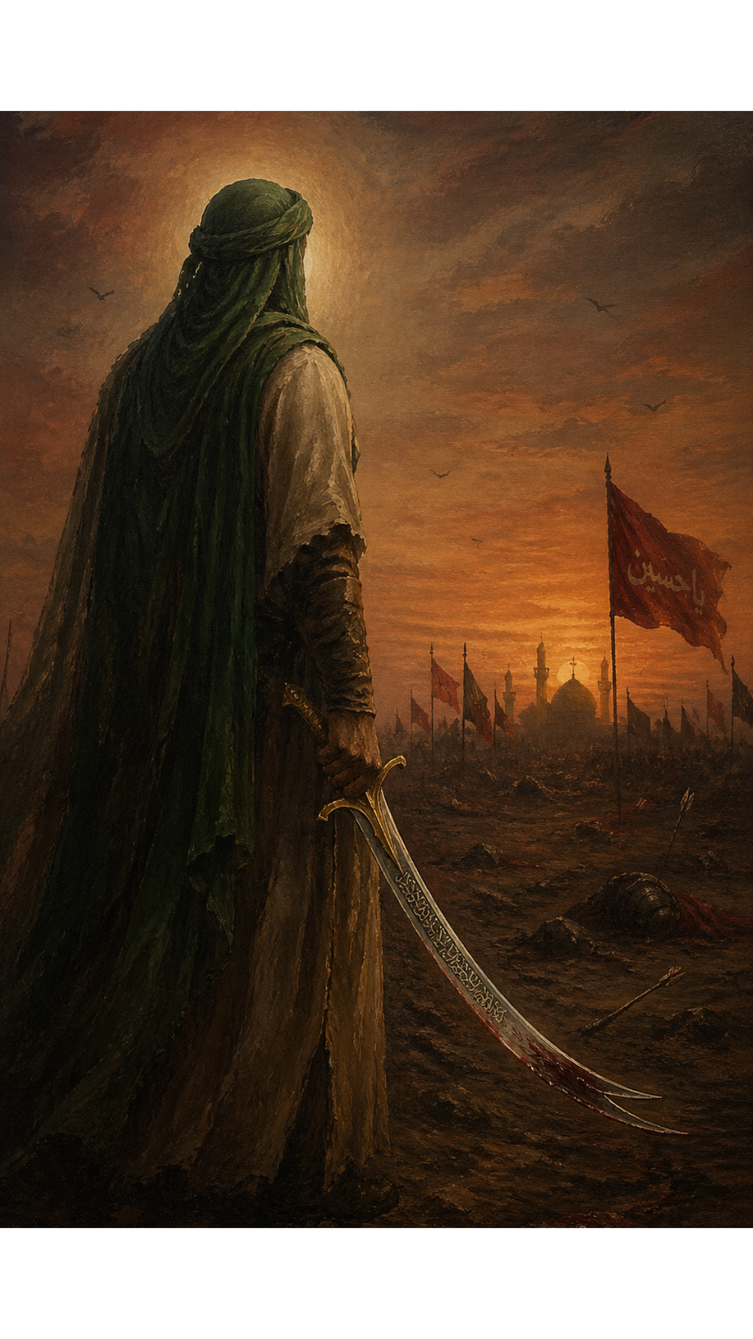 Limited Edition PRINT of my Original Imam Ali Muslim Acrylic Painting on Cartridge Paper - No Frame (Size: A4 & A3)