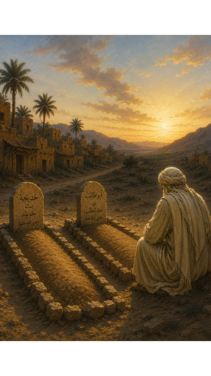 Limited Edition PRINT of my Original Oil Painting of Year of sorrow for Prophet Muhammad — loss of Khadijah and Abu Talib Muslim Painting on Cartridge Paper - No Frame (Size: A4 & A3)