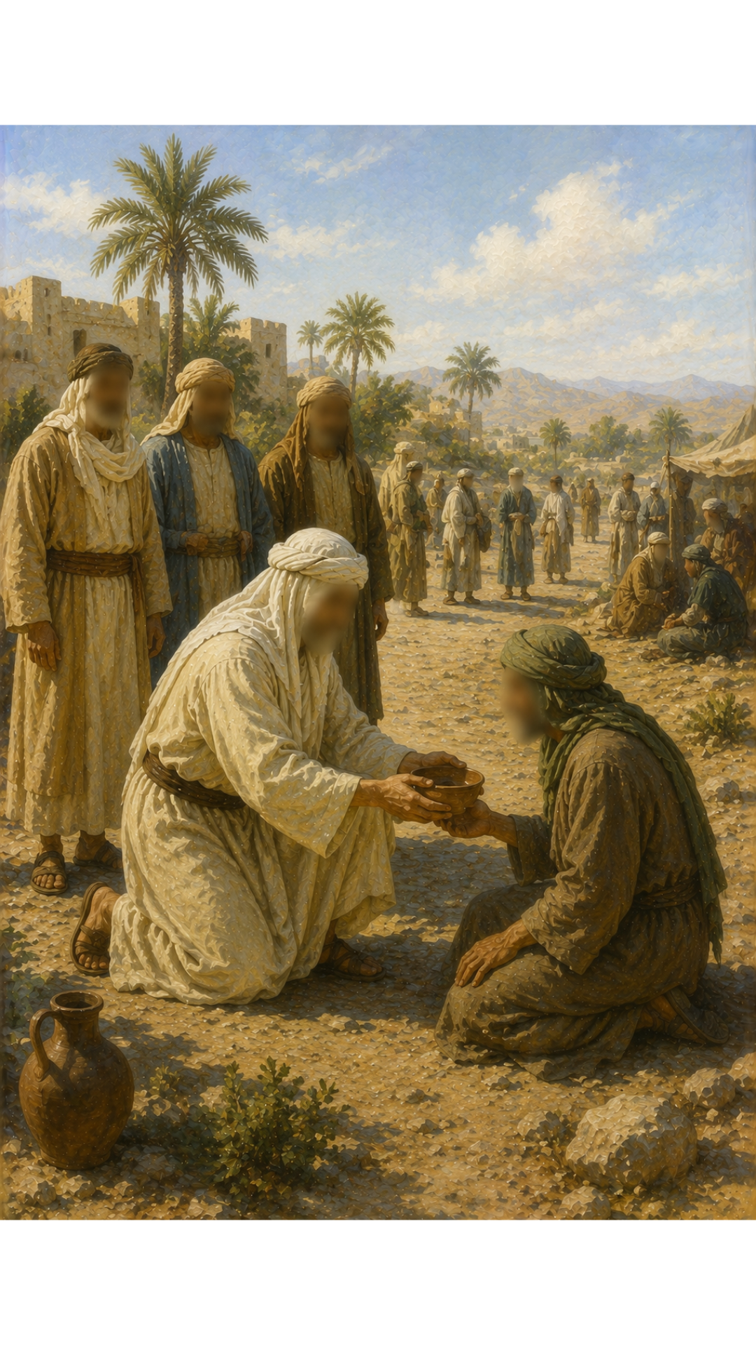Limited Edition PRINT of my Original Oil Painting of Prophet Muhammad and Mercy toward enemies - Muslim Painting on Cartridge Paper - No Frame (Size: A4 & A3)