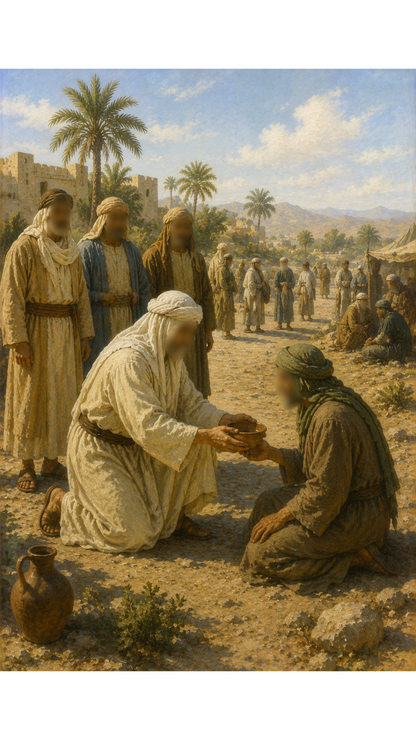 Limited Edition PRINT of my Original Oil Painting of Prophet Muhammad and Mercy toward enemies - Muslim Painting on Cartridge Paper - No Frame (Size: A4 & A3)