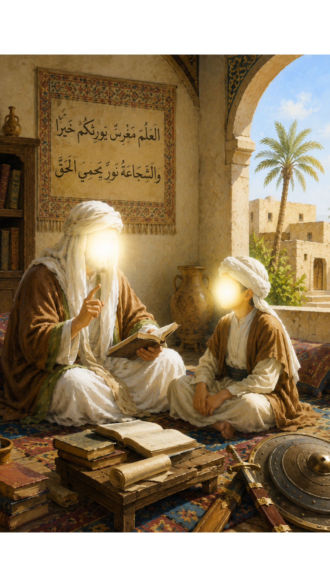 Limited Edition PRINT of my Original Young Imam Ali learning wisdom and courage - Muslim Acrylic Painting on Cartridge Paper - No Frame (Size: A4 & A3)