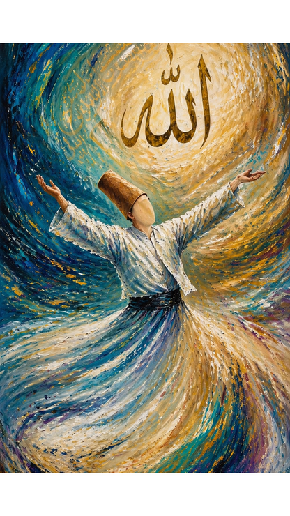 Limited Edition PRINT of my Original Mystical Muslim Whirling Sufi on Cartridge Paper - No Frame (Size: A4 & A3)