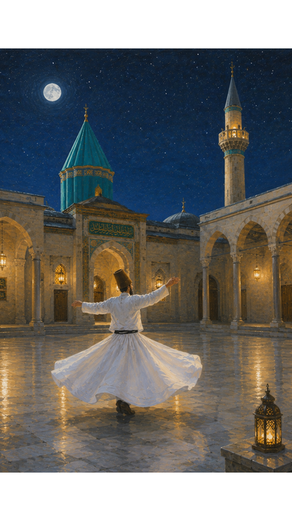 Limited Edition PRINT of my Original Mystical Muslim Ancient Sufi Whirling on Cartridge Paper - No Frame (Size: A4 & A3)