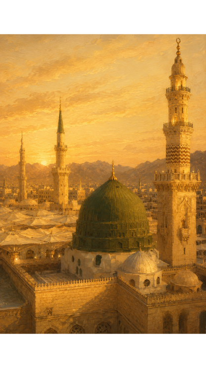 Limited Edition PRINT of my Original Oil Painting of Prophet Muhammad Resting Place - Muslim Painting on Cartridge Paper - No Frame (Size: A4 & A3)