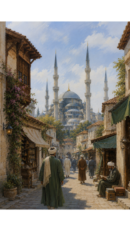 Limited Edition PRINT of my Original Acrylic Painting of Ancient Turkey - Muslim Painting on Cartridge Paper - No Frame (Size: A4 & A3)