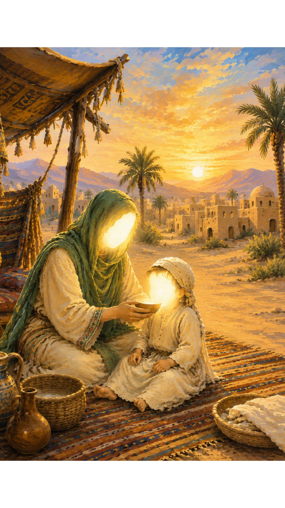 Limited Edition PRINT of my Original Acrylic Painting of Blessed desert life of Prophet Muhammad with Halimah Muslim Painting on Cartridge Paper - No Frame (Size: A4 & A3)