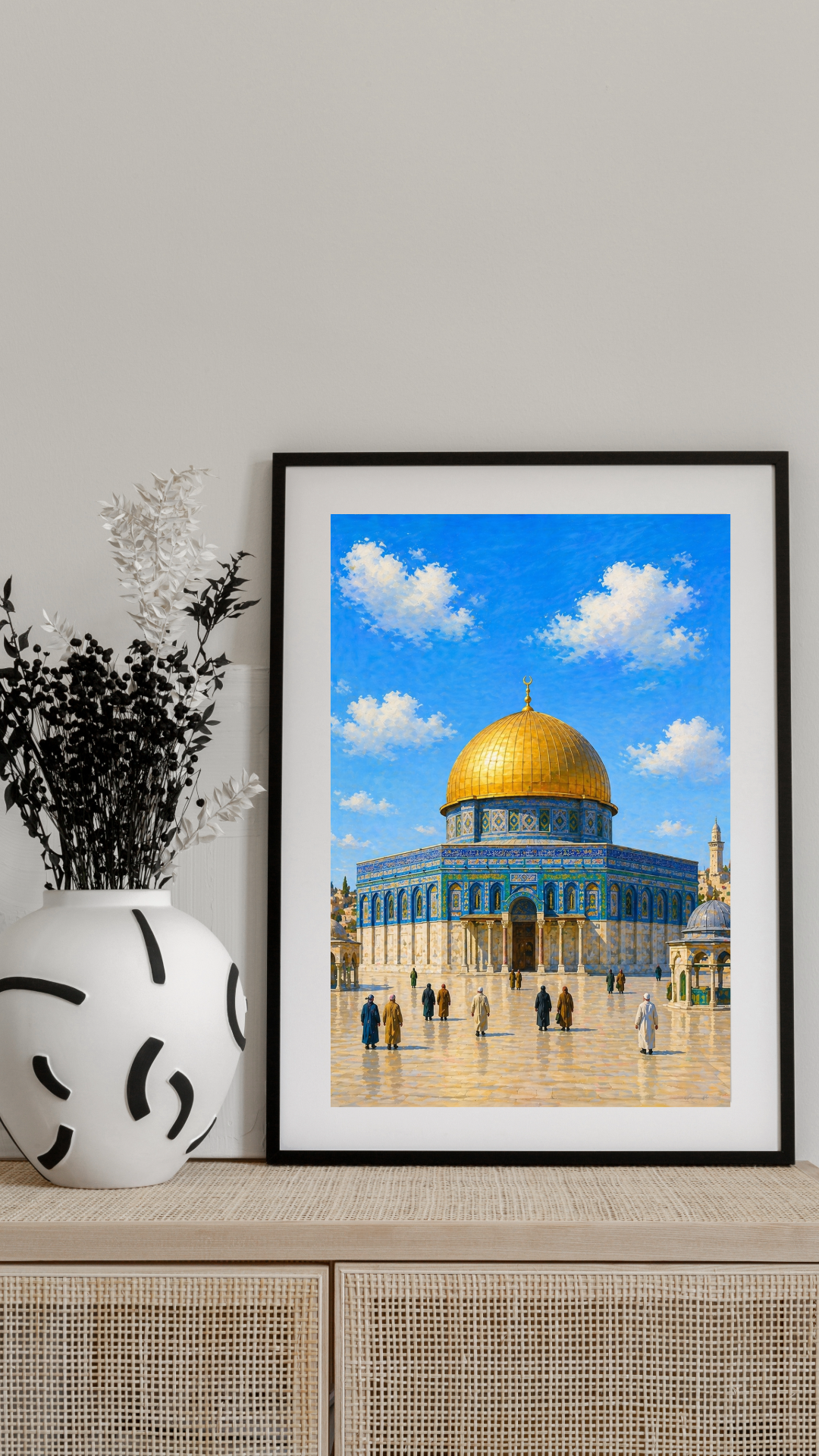 Limited Edition PRINT of my Original Golden Dome Holy Muslim Acrylic Painting on Cartridge Paper - No Frame (Size: A4 & A3)