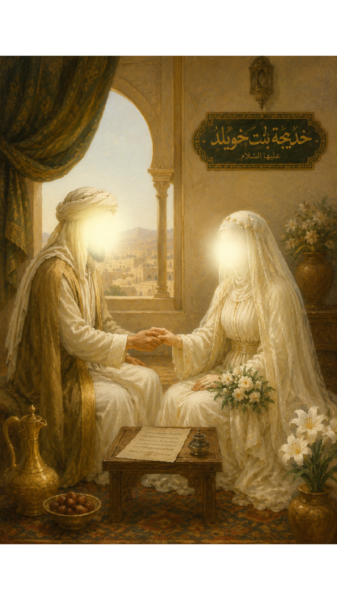 Limited Edition PRINT of my Original Oil Painting of Prophet Muhammad Marriage to Khadija bint Khuwaylid Muslim Painting on Cartridge Paper - No Frame (Size: A4 & A3)