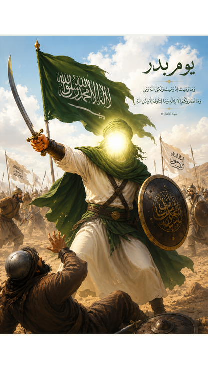 Limited Edition PRINT of my Original acrylic Painting on Imam Ali and Battle of Badr bravery  - Muslim Acrylic Painting on Cartridge Paper - No Frame (Size: A4 & A3)