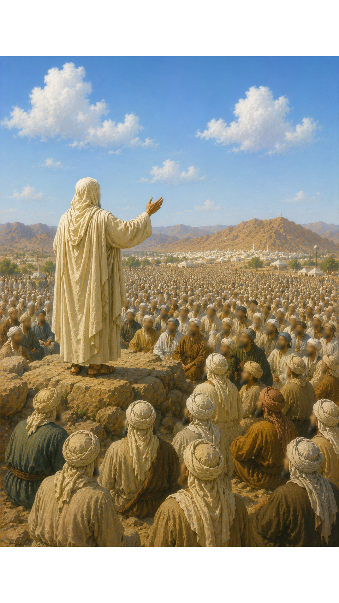 Limited Edition PRINT of my Original Oil Painting of Prophet Muhammad and Final sermon at Arafat - Muslim Painting on Cartridge Paper - No Frame (Size: A4 & A3)
