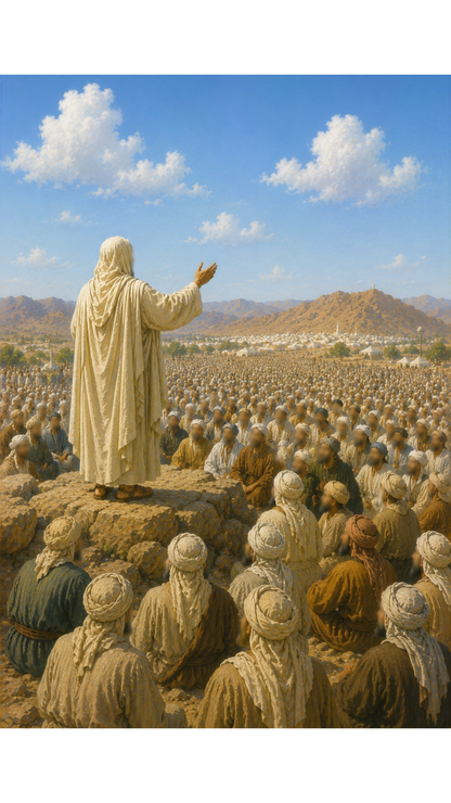 Limited Edition PRINT of my Original Oil Painting of Prophet Muhammad and Final sermon at Arafat - Muslim Painting on Cartridge Paper - No Frame (Size: A4 & A3)