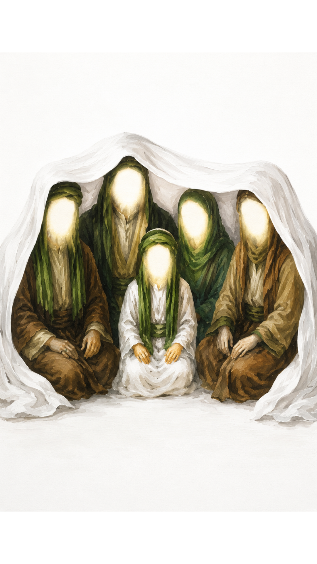 Limited Edition PRINT of my Original AhlulBayt (Prophet & Imam Ali's Family) Muslim Acrylic Painting on Cartridge Paper - No Frame (Size: A4 & A3)