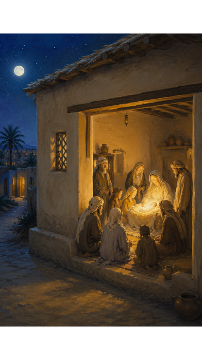 Limited Edition PRINT of my Original Oil Painting of the Birth of Prophet Muhammad Muslim Painting on Cartridge Paper - No Frame (Size: A4 & A3)