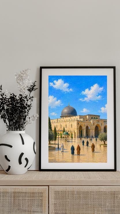 Limited Edition PRINT of my Original Masjid Aqsa Holy Muslim Acrylic Painting on Cartridge Paper - No Frame (Size: A4 & A3)