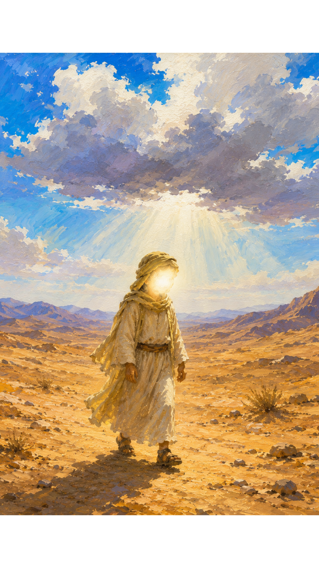 Limited Edition PRINT of my Original Acrylic Painting of Clouds shading Prophet Muhammad during travel Muslim Painting on Cartridge Paper - No Frame (Size: A4 & A3)