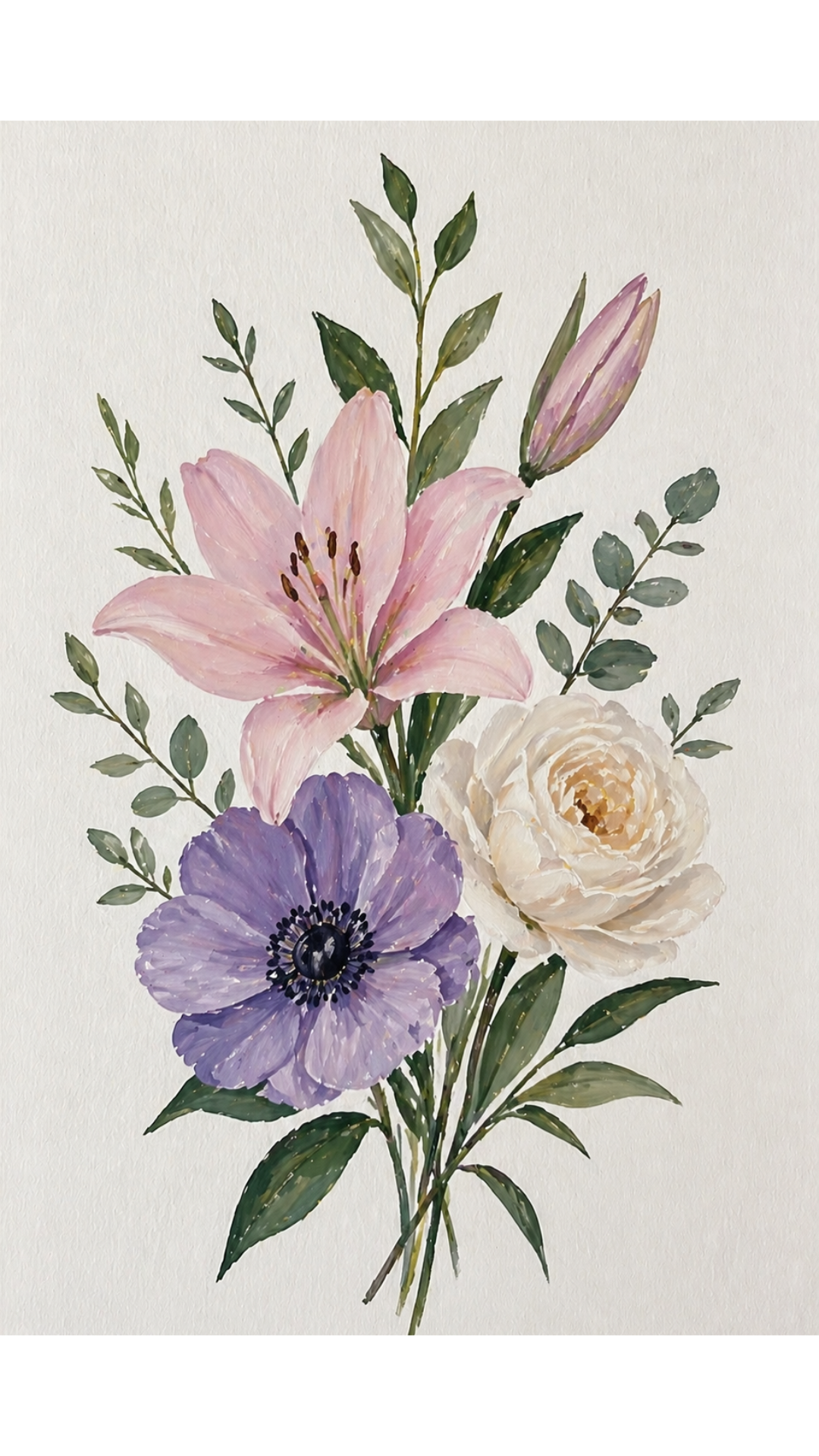 Limited Edition PRINT of my Original Floral Painting with Acrylic Painting on Cartridge Paper - No Frame (Size: A4 & A3)