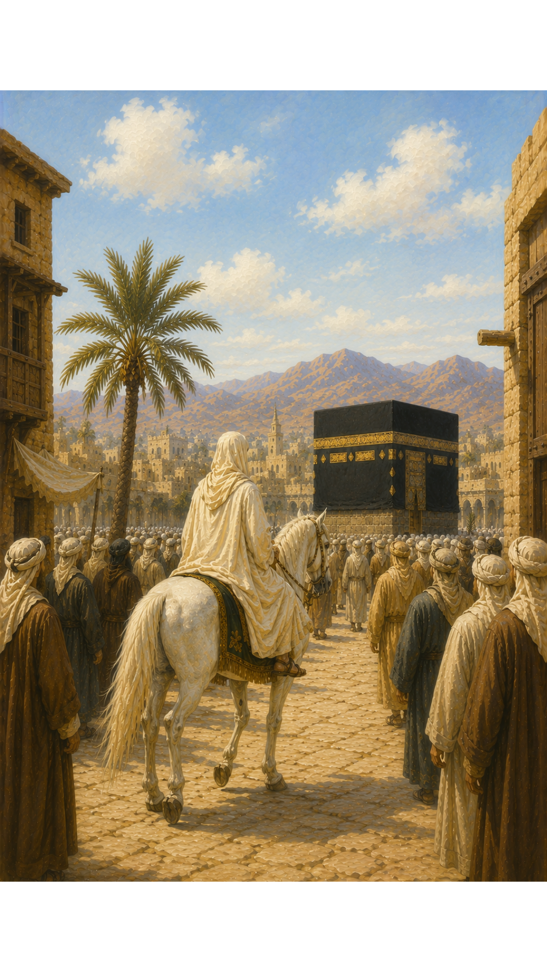Limited Edition PRINT of my Original Oil Painting of Prophet Muhammad Entering Mecca humbly - Muslim Painting on Cartridge Paper - No Frame (Size: A4 & A3)
