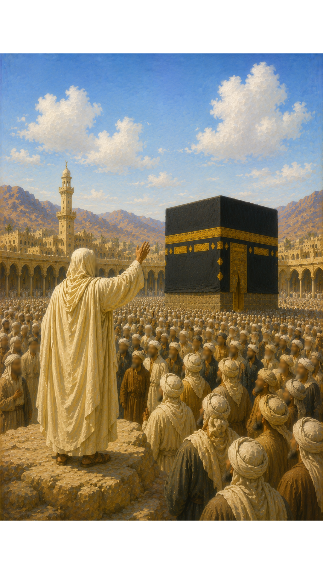 Limited Edition PRINT of my Original Oil Painting of Prophet Muhammad and Farewell pilgrimage - Muslim Painting on Cartridge Paper - No Frame (Size: A4 & A3)