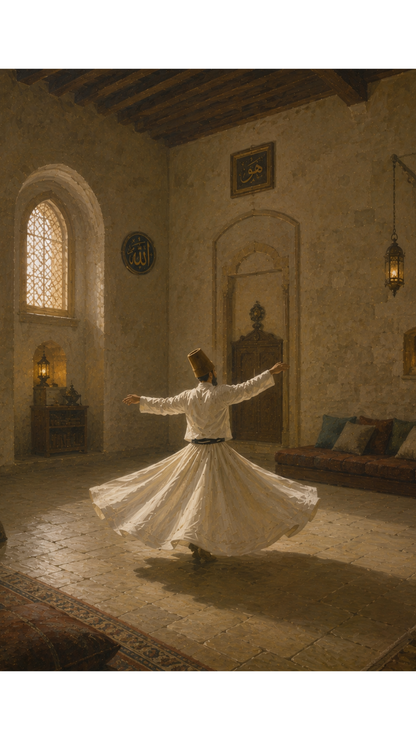 Limited Edition PRINT of my Original Mystical Muslim Ancient Sufi Whirling on Cartridge Paper - No Frame (Size: A4 & A3)