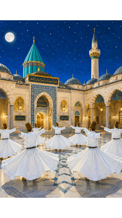 Limited Edition PRINT of my Original Mystical Muslim Ancient Sufi Whirling on Cartridge Paper - No Frame (Size: A4 & A3)