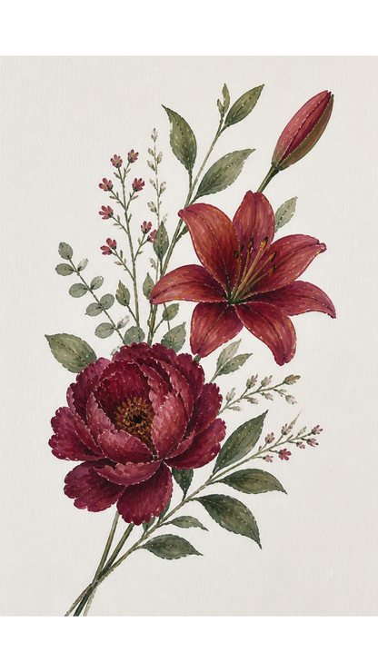 Limited Edition PRINT of my Original Floral Painting with Acrylic Painting on Cartridge Paper - No Frame (Size: A4 & A3)