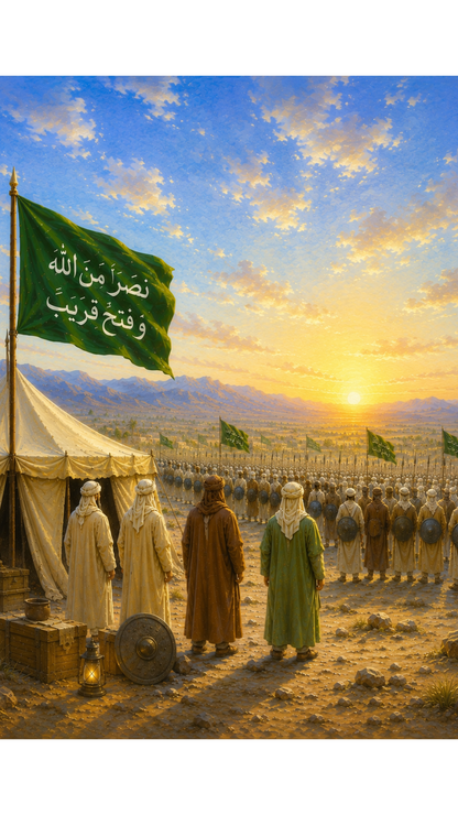 Limited Edition PRINT of my Original Oil Painting of Prophet Muhammad and the Battle of Badr - Muslim Painting on Cartridge Paper - No Frame (Size: A4 & A3)