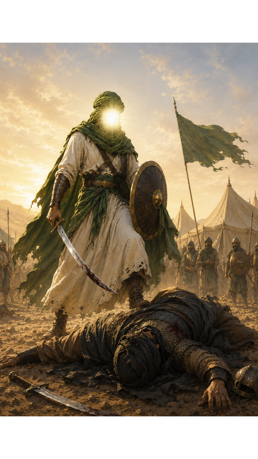 Limited Edition PRINT of my Original acrylic Painting on Imam Ali Victory over Amr ibn Abd Wudd  - Muslim Acrylic Painting on Cartridge Paper - No Frame (Size: A4 & A3)