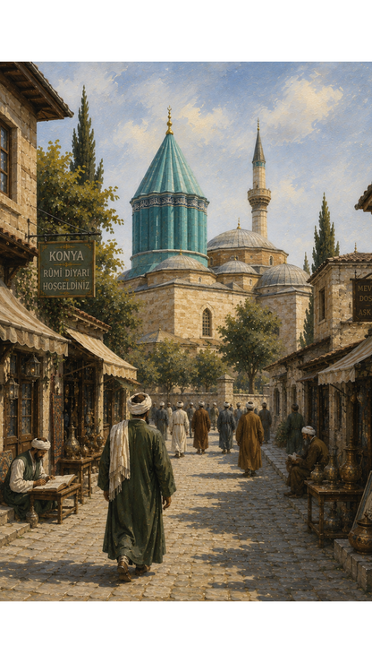 Limited Edition PRINT of my Original Acrylic Painting of Mevlana Rumi Tomb, Konya, Turkey - Muslim Painting on Cartridge Paper - No Frame (Size: A4 & A3)
