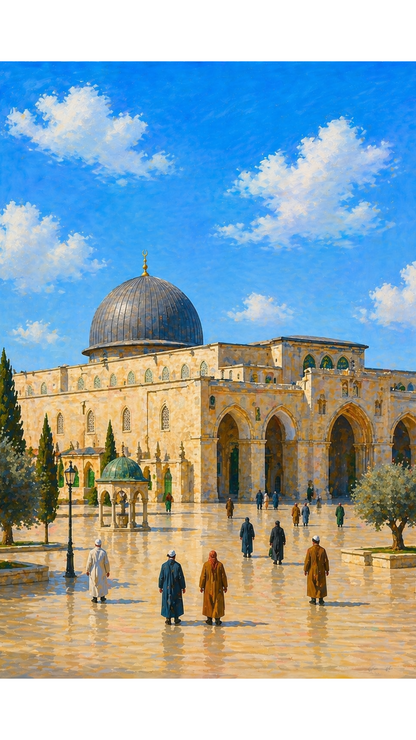Limited Edition PRINT of my Original Masjid Aqsa Holy Muslim Acrylic Painting on Cartridge Paper - No Frame (Size: A4 & A3)