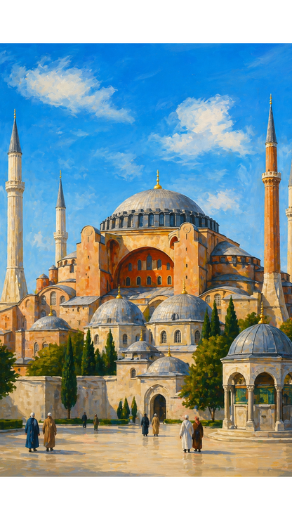 Limited Edition PRINT of my Original Hagia Sofia Mosque, Turkey Acrylic Muslim Painting on Cartridge Paper - No Frame (Size: A4 & A3)