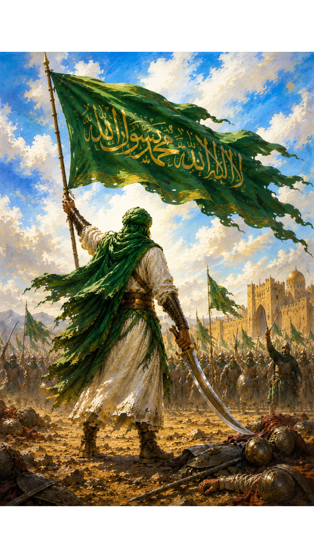 Limited Edition PRINT of my Original acrylic Painting on Imam Ali's Victory - Muslim Acrylic Painting on Cartridge Paper - No Frame (Size: A4 & A3)