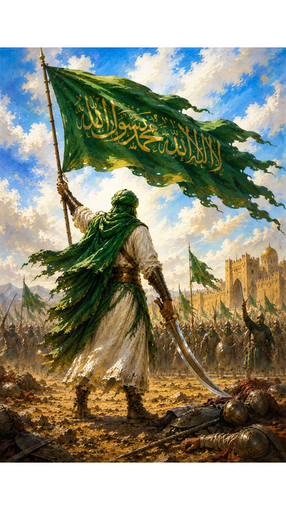 Limited Edition PRINT of my Original acrylic Painting on Imam Ali's Victory - Muslim Acrylic Painting on Cartridge Paper - No Frame (Size: A4 & A3)