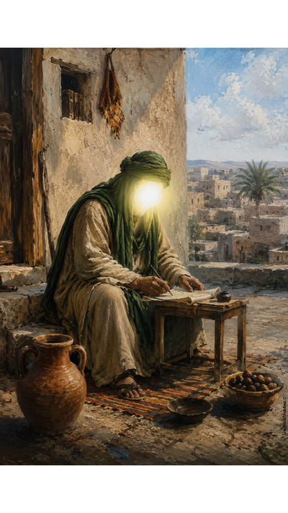 Limited Edition PRINT of my Original acrylic Painting on Imam Ali and His Simple lifestyle as ruler - Muslim Acrylic Painting on Cartridge Paper - No Frame (Size: A4 & A3)