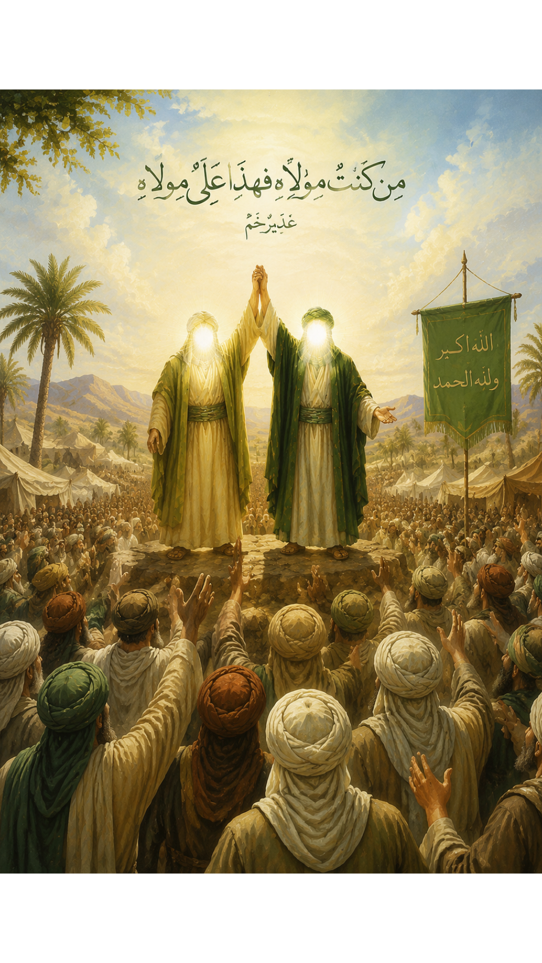 Limited Edition PRINT of my Original acrylic Painting on Imam Ali and the Event of Ghadir Khumm - Muslim Acrylic Painting on Cartridge Paper - No Frame (Size: A4 & A3)