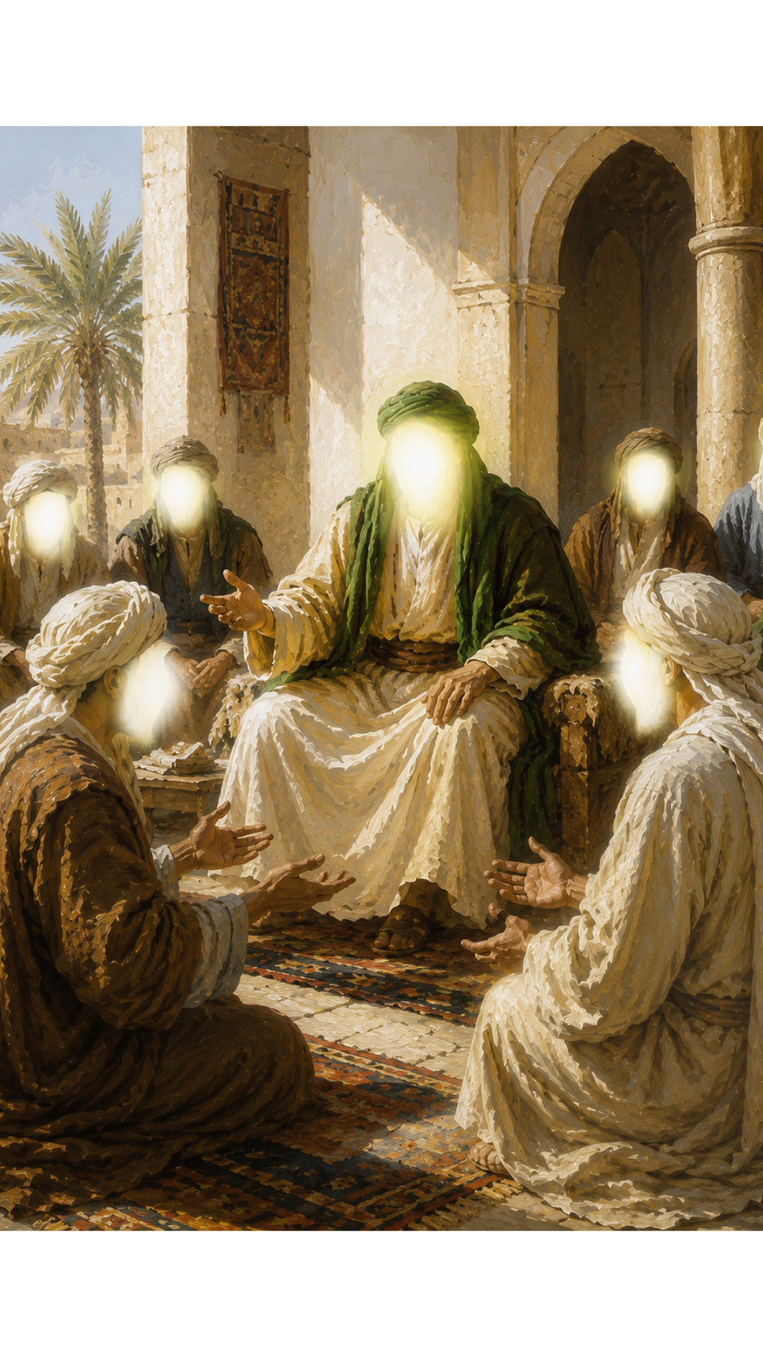 Limited Edition PRINT of my Original acrylic Painting on Imam Ali Judging disputes with justice - Muslim Acrylic Painting on Cartridge Paper - No Frame (Size: A4 & A3)