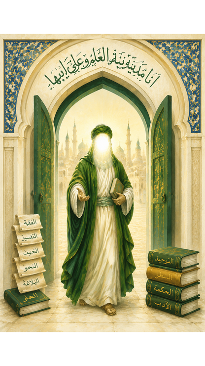 Limited Edition PRINT of my Original acrylic Painting on Imam Ali -The Gate of Knowledge - Muslim Acrylic Painting on Cartridge Paper - No Frame (Size: A4 & A3)