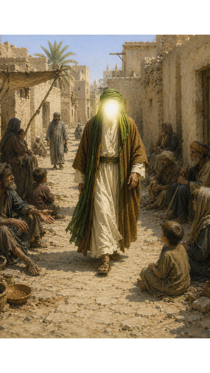 Limited Edition PRINT of my Original acrylic Painting on Imam Ali Walking alone among poor people - Muslim Acrylic Painting on Cartridge Paper - No Frame (Size: A4 & A3)