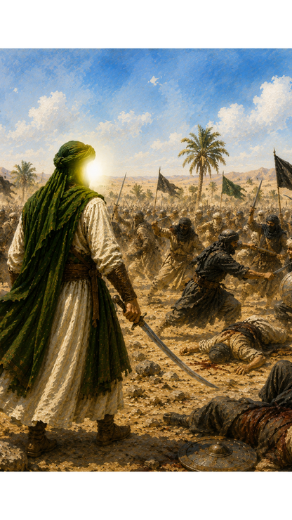 Limited Edition PRINT of my Original acrylic Painting on Imam Ali and Battle of Nahrawan - Muslim Acrylic Painting on Cartridge Paper - No Frame (Size: A4 & A3)