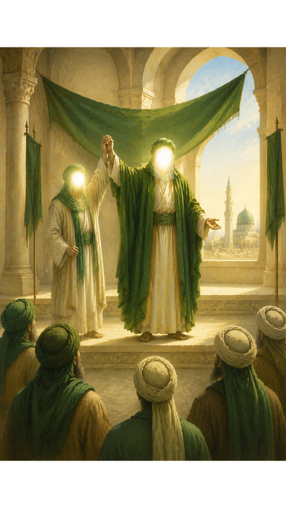 Limited Edition PRINT of my Original acrylic Painting on Imam Ali becoming caliph - Muslim Acrylic Painting on Cartridge Paper - No Frame (Size: A4 & A3)
